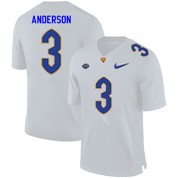 Men #3 Khalil Anderson Pitt Panthers College Football Jerseys Sale-White